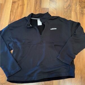 Adidas girls athletic sweatshirt size large black‎ 1/4 zip workout athleisure